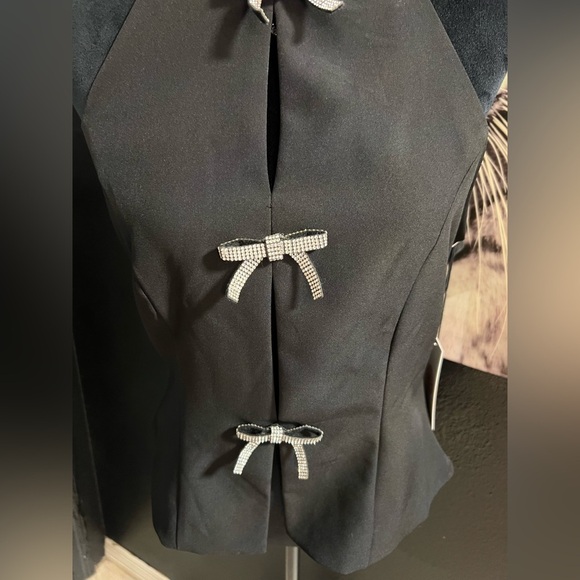 🖤🖤Rhinestone Bow Halter Top🖤SZ L NWT - Picture 10 of 16